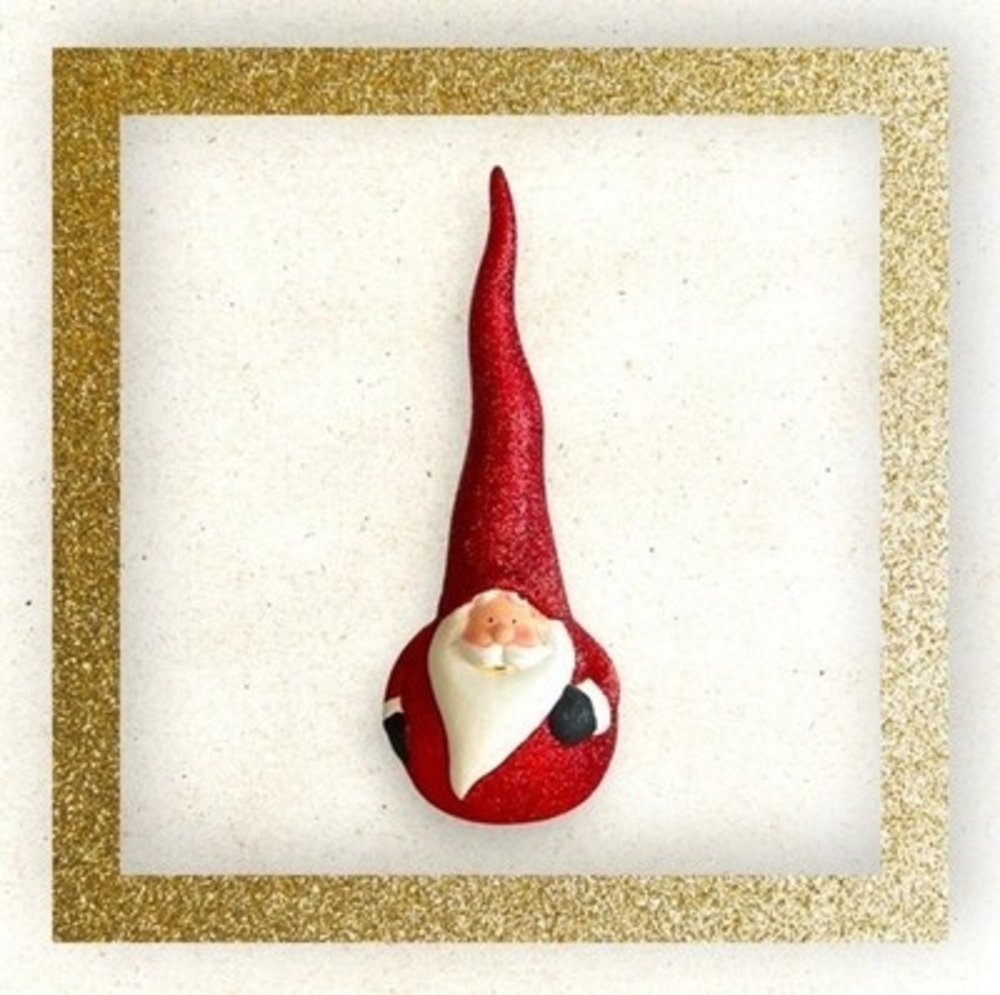Santa Gnome Ceramic Statue Christmas Decor Figurine Holiday Collectible 12.5”